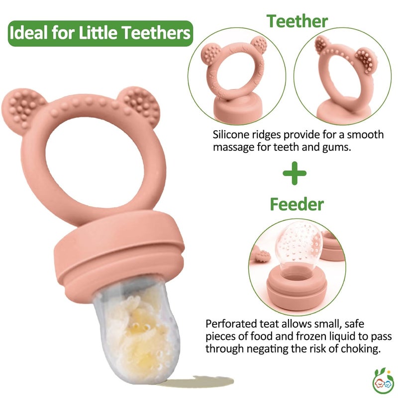 JEXFUN Baby Breastmilk Popsicle Molds & Baby Fruit Food Feeder Pacifier Combo, BPA Free Silicone Nibble Freezer Tray Storage Containers Teething Toys for Safe Infant Self Feeding, 4 Month+(Orange) - Image 5